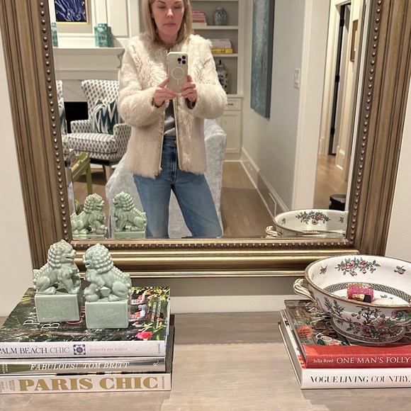 Women's shearling and suede Jacket in Cream - Picture 4 of 6